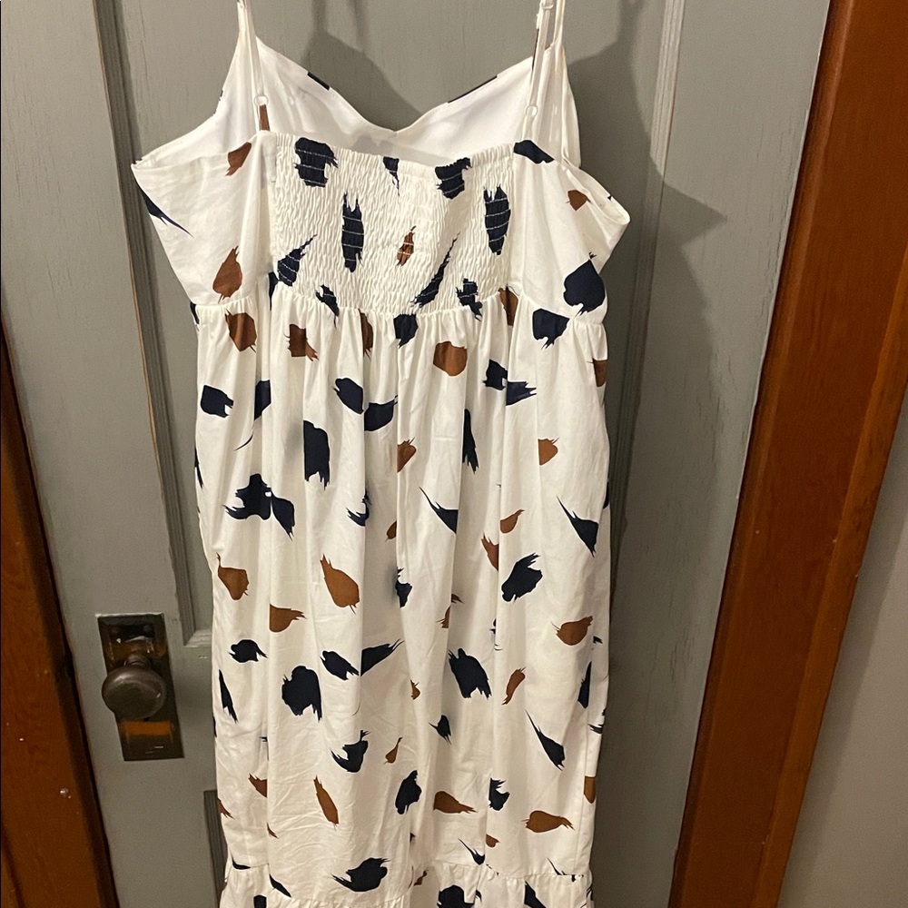 Sugarlips White Maxi Dress with Blue and Brown Pattern - Picture 6 of 6